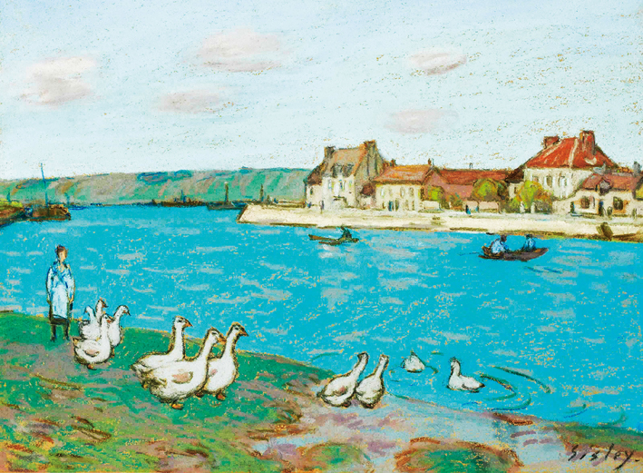  阿尔弗莱德·西斯莱 Alfred Sisley——圣芒美河畔的鹅